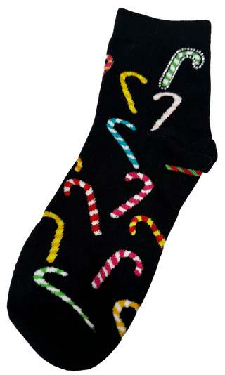 QUEEN OF SPARKLES BLACK MULTI CANDY CANE SOCK