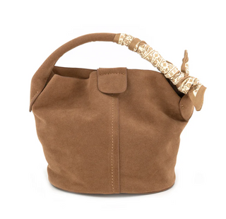 BC Small Suede Bucket Bag, Tan