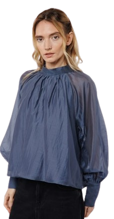 Ciebon Arien Long Sleeve Blouse, Navy