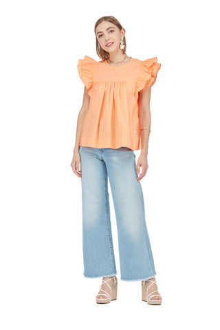 JOY JOY RUFFLE SLEEVE TOP (67D7477)