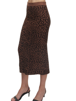 Cheetah Knit Skirt in Mocha and Black