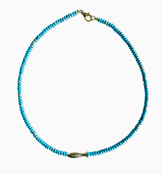 THE FOLLY FISH NECKLACE - BLUE TURQUOISE JASPER