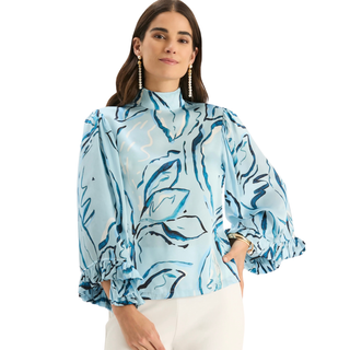 Sarah Charmeuse Mock Neck Top