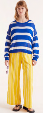 COMPANIA FANTASTICA BLUE WHITE STRIPED SWEATER