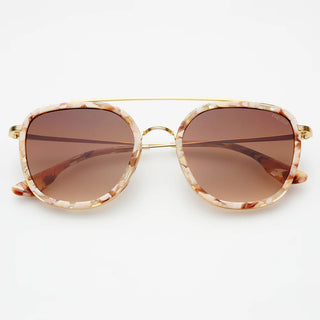 Weston Acetate Round Unisex Sunglasses in Pink Pearl/Brown