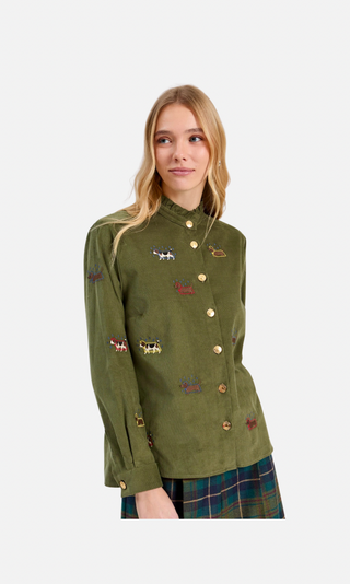 Vilagallo Dog Corduroy Shirt, Verde Pana Fina