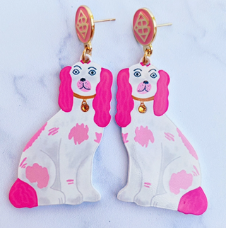 BRIANNA CANNON STAFFORDSHIRE SPANIEL EARRINGS - PINK