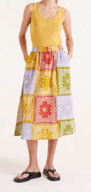 COMPANIA FANTASTICA PASTELS MIDI SKIRT W/POCKETS