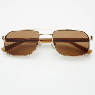 Vesper Unisex Aviator Sunglasses in Gold/Solid Brown