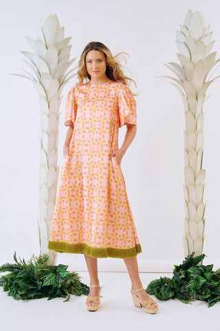 Brooks Ave Georgia Dress, Orange Azalea