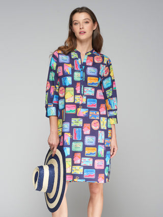 VILA GALLO  DANI DRESS SARDINAS NAVY VOILE