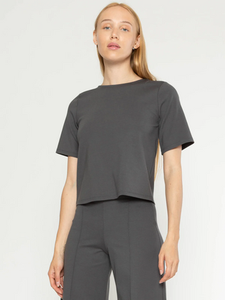 Ponte Knit Short Sleeve Extended Top