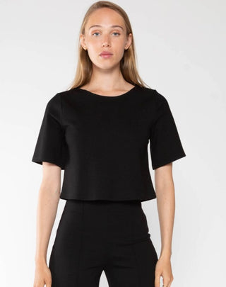 RIPLEY RADER PONTE KNIT SHORT SLEEVE TOP BLACK