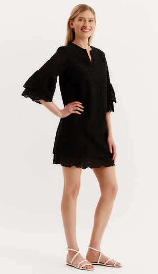 TYLER BOE CHRISTA EYELET DRESS BLACK