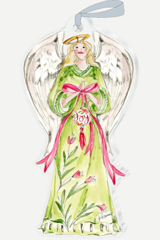 Rosanne Beck Small Acrylic Art-Handpainted Joy Green Angel