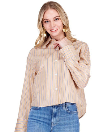 JOY JOY CROP BLOUSE, ACORN STRIPE