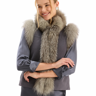 Foxy Fur Vest in Gunmetal
