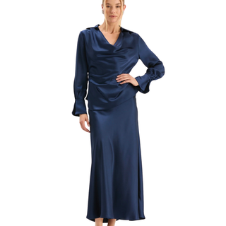 Edie Charmeuse Skirt in Navy