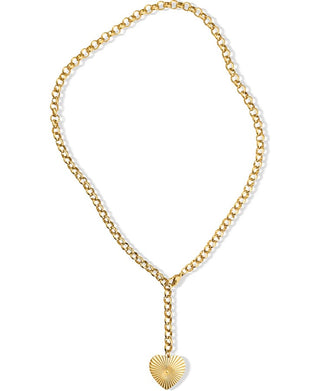 ELLIE VAIL SHILOH HEART LARIAT NECKLACE, GOLD