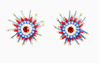 SUNBURST EARRINGS IN RED/WHITE/BLUE