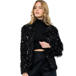Sequin Detail Fringe Cardigan