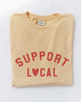 Oat Collective Support Local Mineral Washed Graphic Tee, Golden