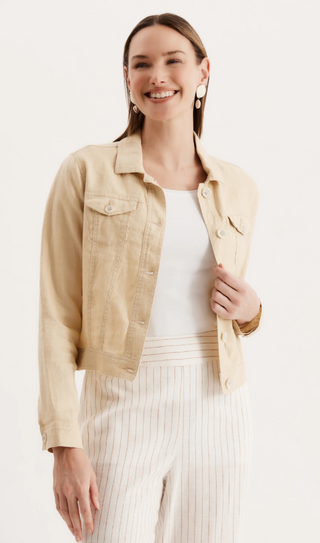 TYLER BOE COREY LINEN JEAN JACKET BEECHWOOD