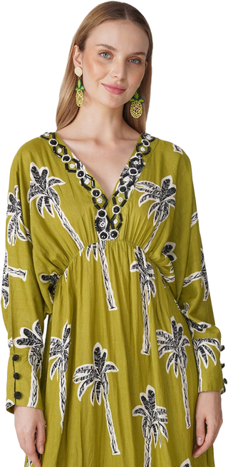 Bohemian Palm Printed Maxi Dress