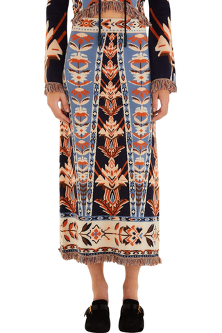 Embroidery Tapestry Knit Skirt