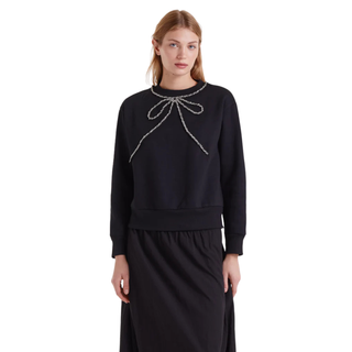 Jewel Neck Tie Sweatshirt