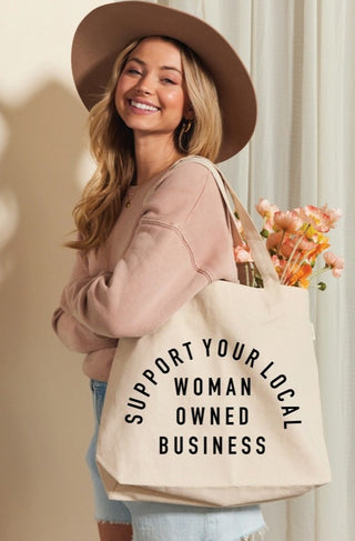 Oat Collective Support Your Local Woman Owned Business Canvas Tote Bag, Natural