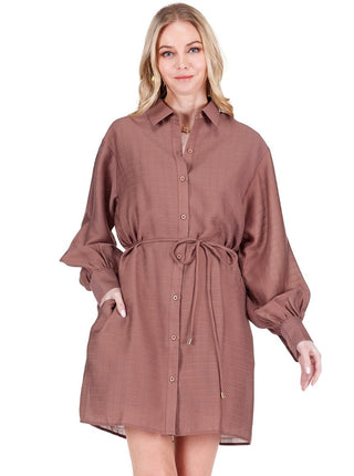 JOY JOY SHIRT DRESS, COFFEE