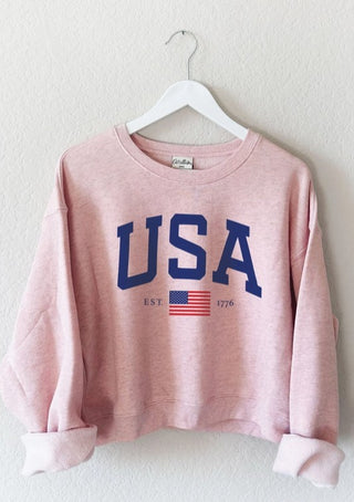 Oat Collective USA Est.1776 Mid Graphic Sweatshirt, Rose