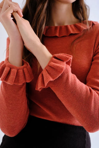 Compania Fantastica Ruffle Top, Rusty Terracotta