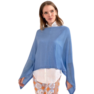 Cashmere-Like Poncho in Periwinkle