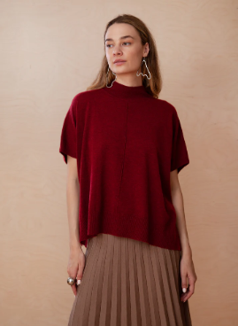 KERISMA CAROLINE SHORT SLEEVE TOP RUBY RED