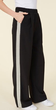 DOLCE CABO RACER STRIPE WIDE LEG PANT BLACK