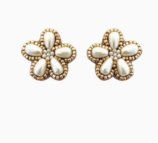 PEARL FLOWER STUDS