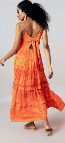 EMILY LOVELOCK SHELBY TIE BACK DRESS ORANGE