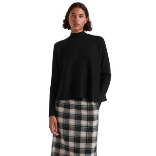 Black A-line Mock Neck Sweater