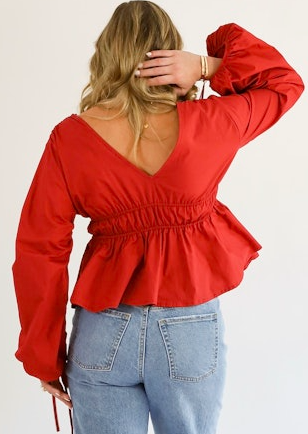 SINCERELY OURS JENNIFER TOP, RUST POPLIN