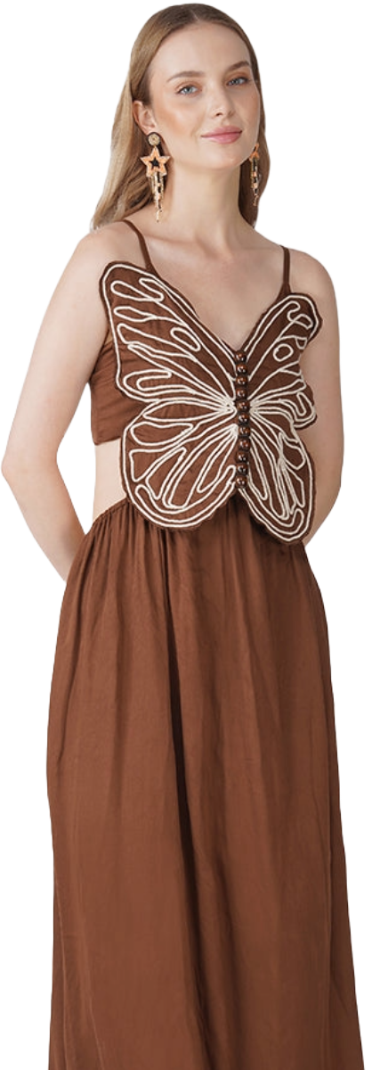 Earthy Wings Butterfly Dori Maxi Dress M Earthy Wings Butterfly Dori Maxi Dress M