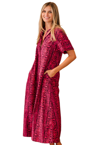 Gibbons Maxi Dress in Mulberry Stripes