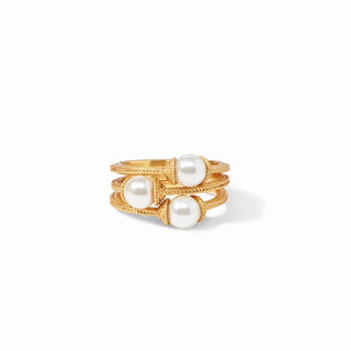 Julie Vos Calypso Trio Ring, Pearl/Gold