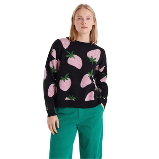 Morango Print Jacquard Knit Sweater