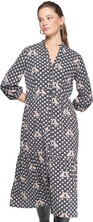 Lucile Midi Dress w/ Leopards and Star Detail