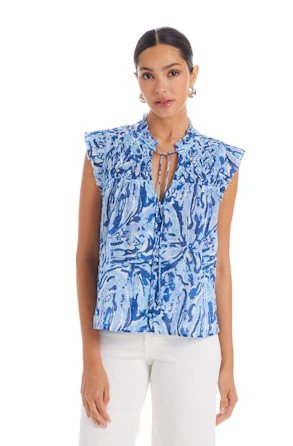 ALLISON NY MCKAY TOP BLUE FLORAL