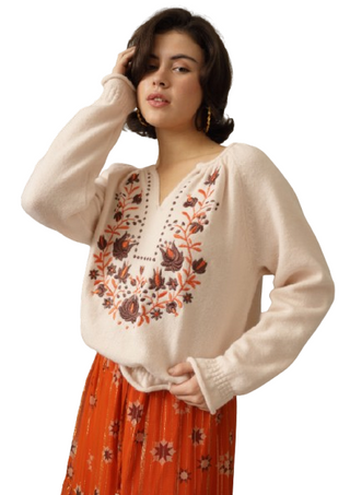 Emily Lovelock Belle Embellished Cardigan, Chalk