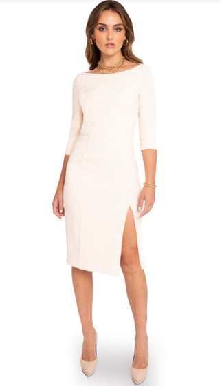 BLACK HALO MARISSA SHEATH DRESS BUTTERCREAM