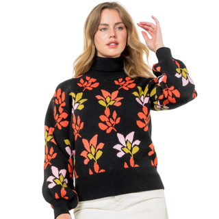 Floral Turtleneck Sweater
